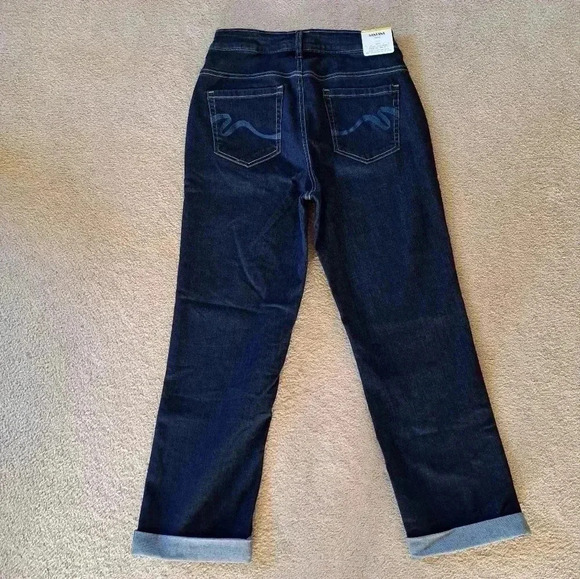 New! Santana Jeans Capri Pants Size 6 Dark  Wash Denim Cropped Stretch - Picture 9 of 11